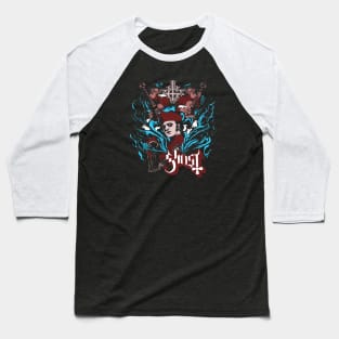 Ghost Retro Dark Red Baseball T-Shirt